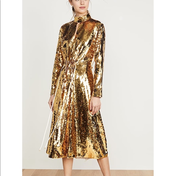 Tibi Ivory/Gold midi NWT XS high neck - Picture 2 of 11